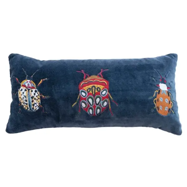 Beetle Embroidered Pillow