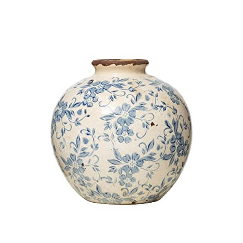Blue Transferware Pattern Vase