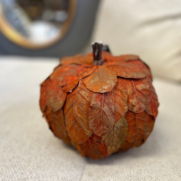 Large Orange & Gold Leaf Pumpkin